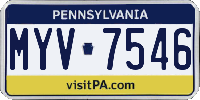 PA license plate MYV7546