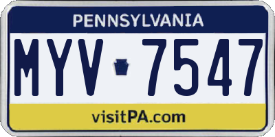 PA license plate MYV7547