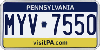 PA license plate MYV7550