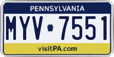 PA license plate MYV7551