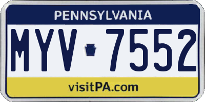 PA license plate MYV7552