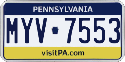 PA license plate MYV7553