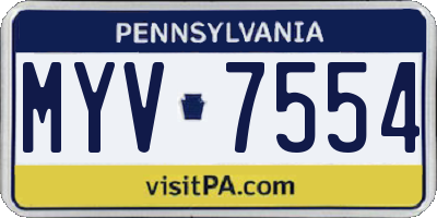 PA license plate MYV7554