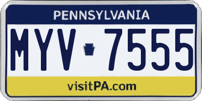 PA license plate MYV7555