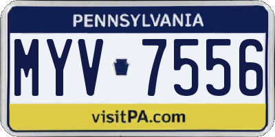 PA license plate MYV7556