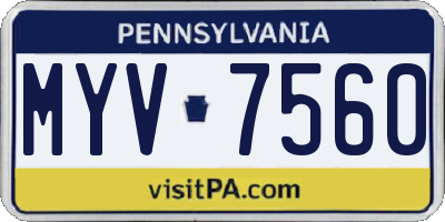PA license plate MYV7560