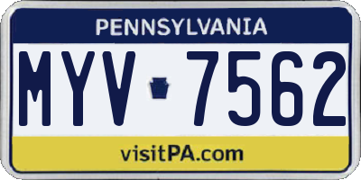 PA license plate MYV7562