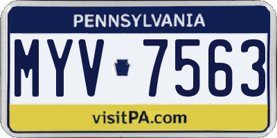 PA license plate MYV7563