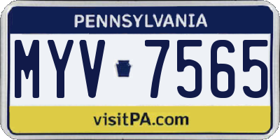 PA license plate MYV7565