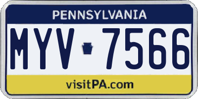 PA license plate MYV7566