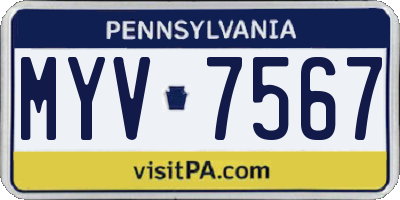 PA license plate MYV7567