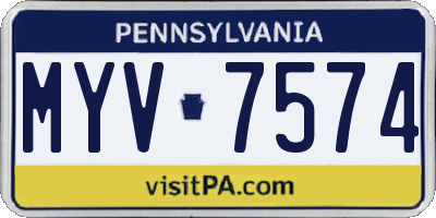 PA license plate MYV7574