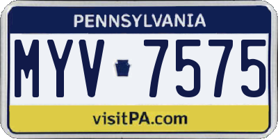 PA license plate MYV7575