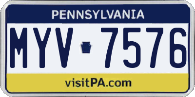 PA license plate MYV7576