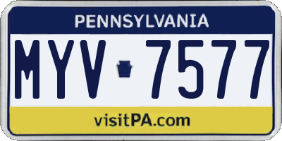 PA license plate MYV7577