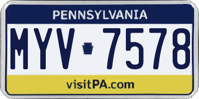 PA license plate MYV7578
