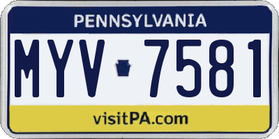 PA license plate MYV7581