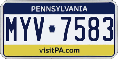PA license plate MYV7583