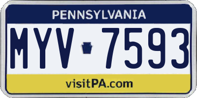 PA license plate MYV7593