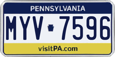 PA license plate MYV7596