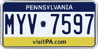 PA license plate MYV7597