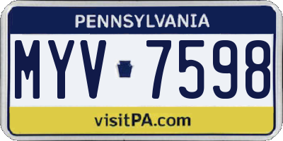 PA license plate MYV7598