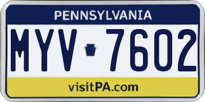 PA license plate MYV7602
