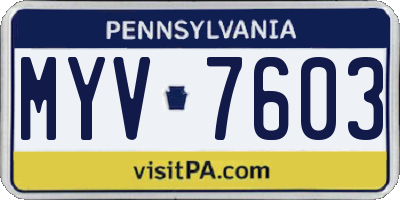 PA license plate MYV7603