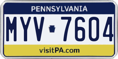 PA license plate MYV7604