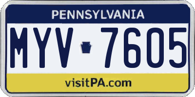 PA license plate MYV7605