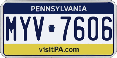 PA license plate MYV7606