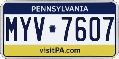 PA license plate MYV7607