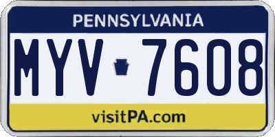 PA license plate MYV7608