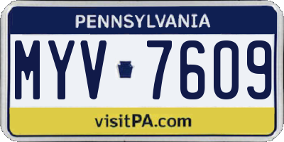 PA license plate MYV7609