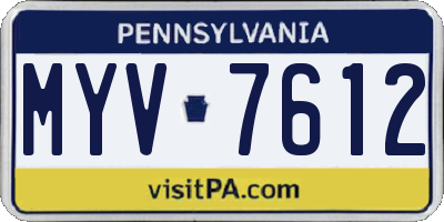 PA license plate MYV7612