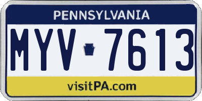 PA license plate MYV7613