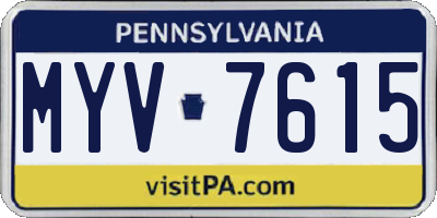 PA license plate MYV7615