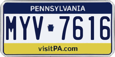 PA license plate MYV7616