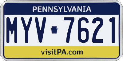 PA license plate MYV7621