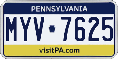 PA license plate MYV7625