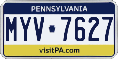 PA license plate MYV7627