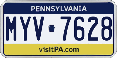 PA license plate MYV7628