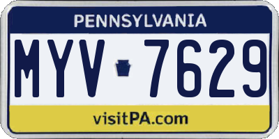 PA license plate MYV7629