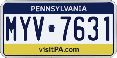 PA license plate MYV7631
