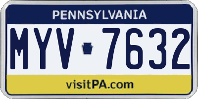 PA license plate MYV7632
