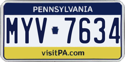 PA license plate MYV7634