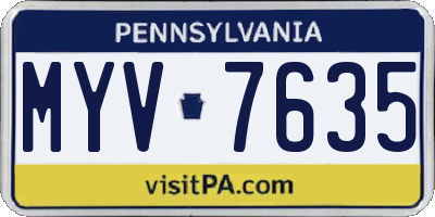 PA license plate MYV7635