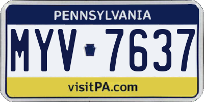 PA license plate MYV7637