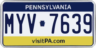 PA license plate MYV7639
