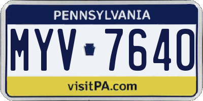 PA license plate MYV7640